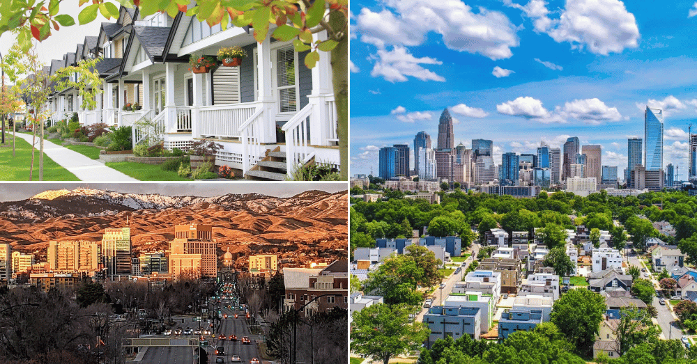 Where Growth is Happening Now America’s Fastest Expanding Suburbs - clockwise - Avon Indiana - Raleigh North Carolina - Boise Idaho